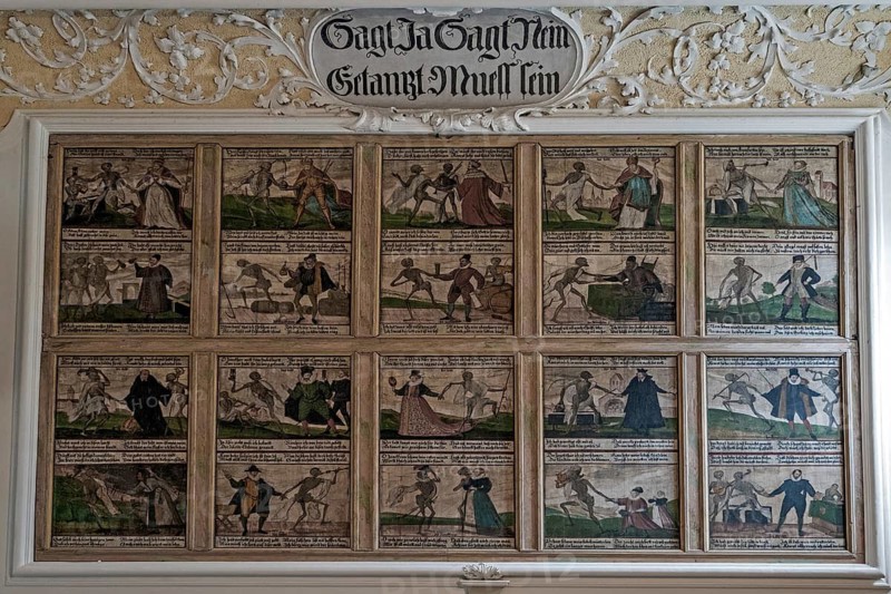 Füssener Totentanz in the Anna chapel of the former Benedictine monastery of St. Mang, Füssen, Allgäu, Allgäu, Bavaria, Germany