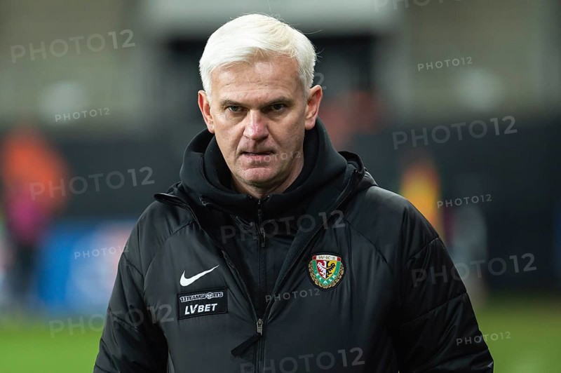 LUBIN, POLAND - DECEMBER 15, 2023: Football match Polish PKO Ekstraklasa between KGHM Zaglebie Lubin vs Slask Wroclaw 1:2. Jacek Magiera head coach of Slask