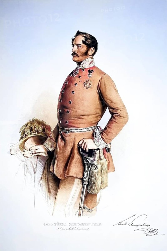 Karl (II) Philipp Borromäus Fürst zu Schwarzenberg (born 21 January 1802 in Vienna, died 25 June 1858 in Vienna) was an imperial Austrian officer, Historical, digitally restored reproduction from a 19th century original, Record date not stated