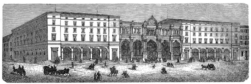 Historical illustration, 19th Century, Main station, Stuttgart21 project, Stuttgart, Baden-Wuerttemberg, Germany, Europe, Stuttgarter Hauptbahnhof, Projekt Stuttgart21, Stuttgart, Baden-Württemberg, Deutschland, Europa, historische Zeichnung, 19. Jahrhundert