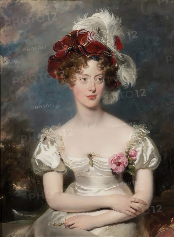 Maria Carolina, Princess of Bourbon-Sicily, Duchess of Berry, French: Marie Caroline, princesse de Bourbon-Deux Siciles, duchesse de Berry (born 5 November 1798 in Palermo, died 16 April 1870 in Schloss Brunnsee near Mureck, Styria) was the eldest daughter of the later King Francis I of Sicily, reproduction from an original of the time, historical, digitally enhanced