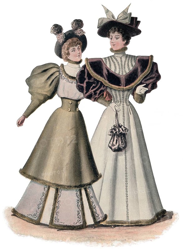 Women's fashion from Paris, France, around 1894, Damenmode aus Paris, um 1894