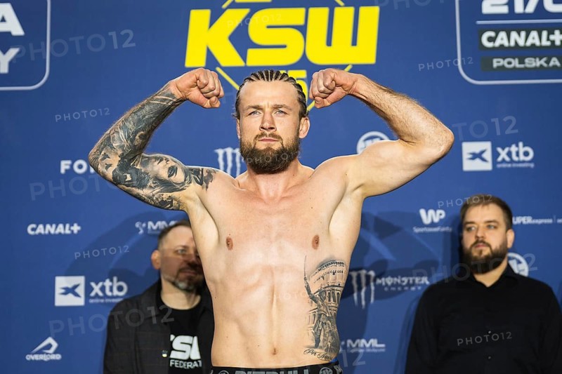 LUBIN, POLAND - FEBRUARY 20, 2026 - MMA Official Weigh-in Ceremony before XTB KSW 115. Kacper Koziorzebski