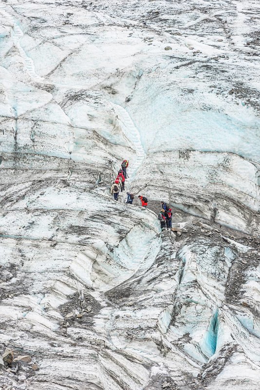 Group of walkers on glacier, Fox Glacier, Westland National Park, South Island, New Zealand