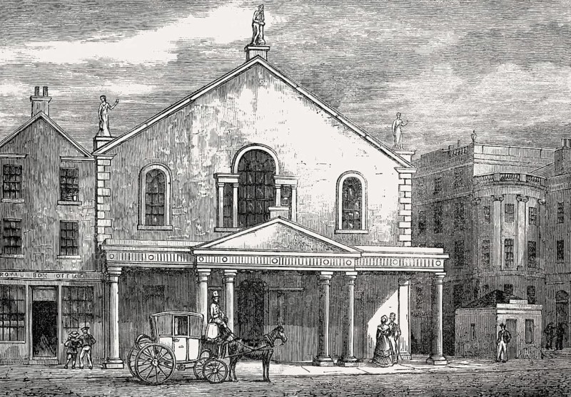 The old Theatre Royal on Princes Street in 1829