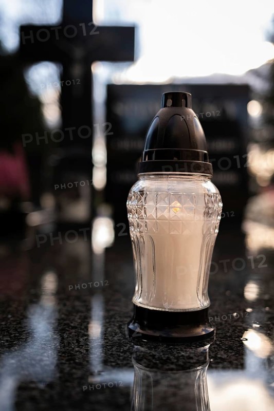 Light on the grave at the cementery