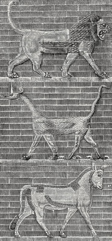 Detail of a relief from the reconstruction of the Ishtar Gate, ancient Babylon