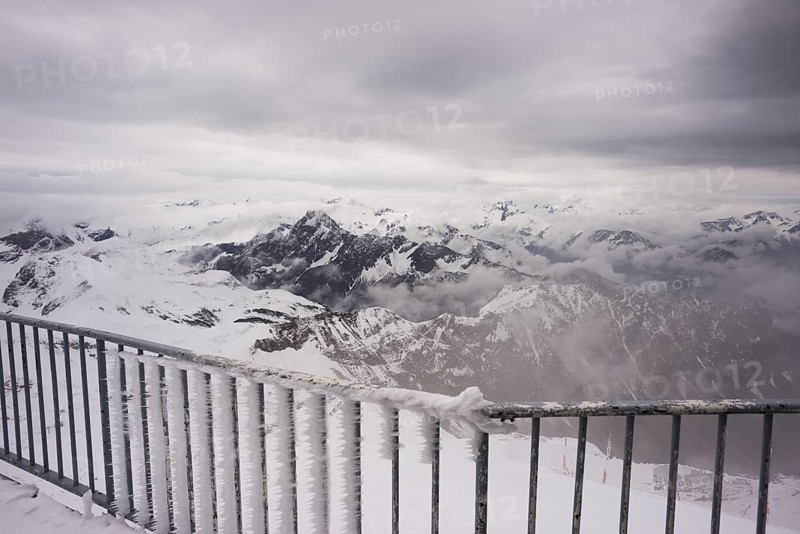 Another onset of winter in May, panorama from the summit station of the Nebelhorn, 2224m, to Höfats, 2259m, Allgäu Alps, Allgäu, Bavaria, Germany