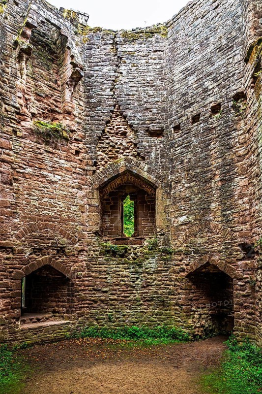 Autumn colors over Goodrich Castle, River Wye, Goodrich, Herefordshire, UK