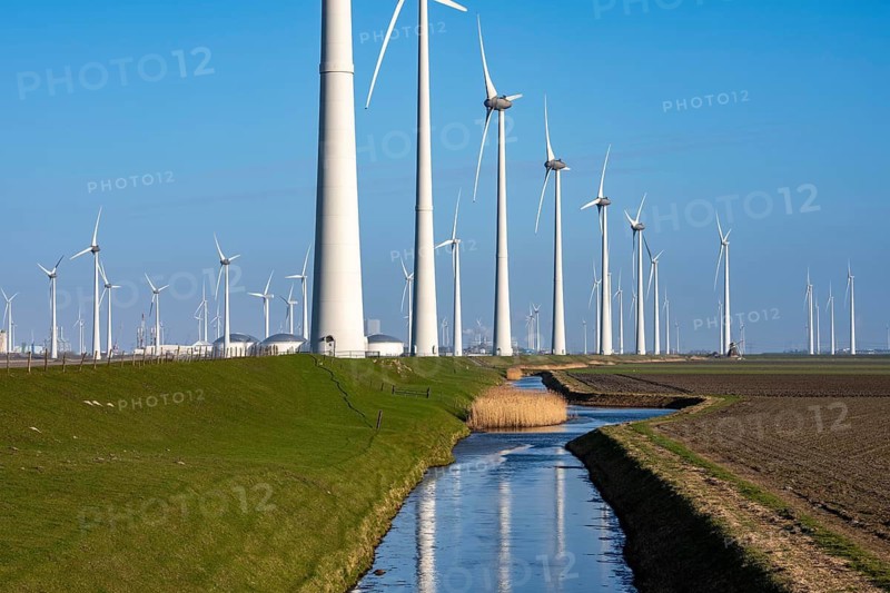 Westereems and Growind wind farms, in the north of the Netherlands, near Eemshaven, energy center, in addition to wind energy, there are coal and gas power plants and various energy infrastructure facilities, Vopak tank farm, the Netherlands
