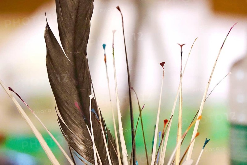 Easter, Sorbian customs, goose quills cut into different patterns for bossing technology, handicrafts, Saxony, Germany