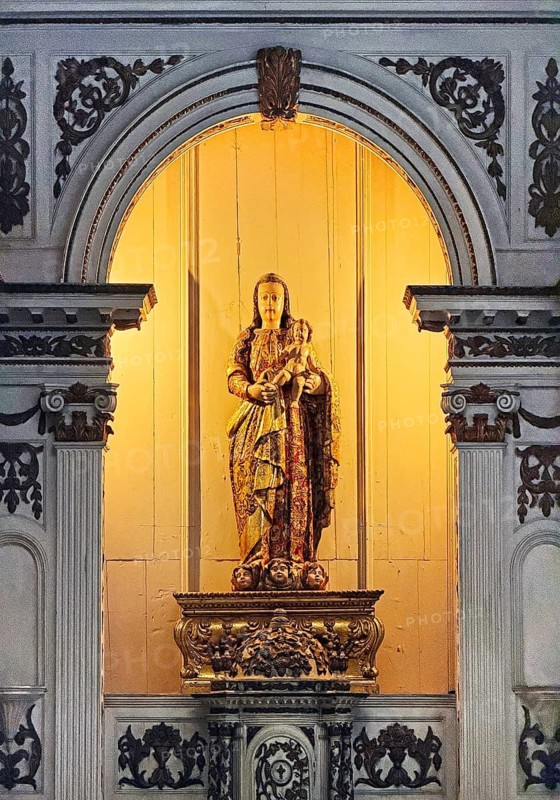 Sacred sculpture Prayer to Our Lady for the Protection of Our Children in the Igreja de S. Jose das Taipas, Church of Saint Joseph of Taipas Porto, Portugal