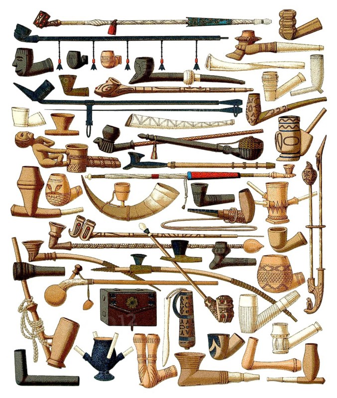 Different African pipes, 19th century