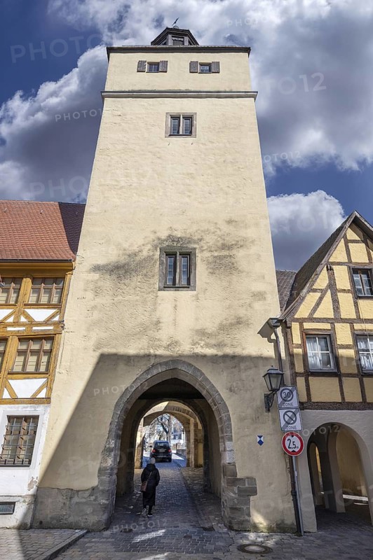 Spitaltorturm, core 14th century, upper storeys 1729, Friedrich-Ebert-Straße 6, Weißenburg, Middle Franconia, Bavaria, Germany