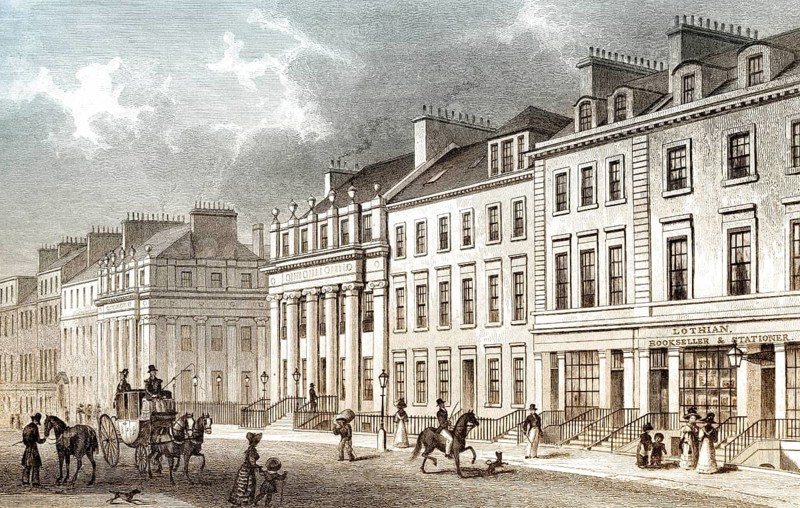 East Side of St Andrew's Square, Edinburgh, Scotland, 19th century, from Modern Athens by Th. H. Shepherd