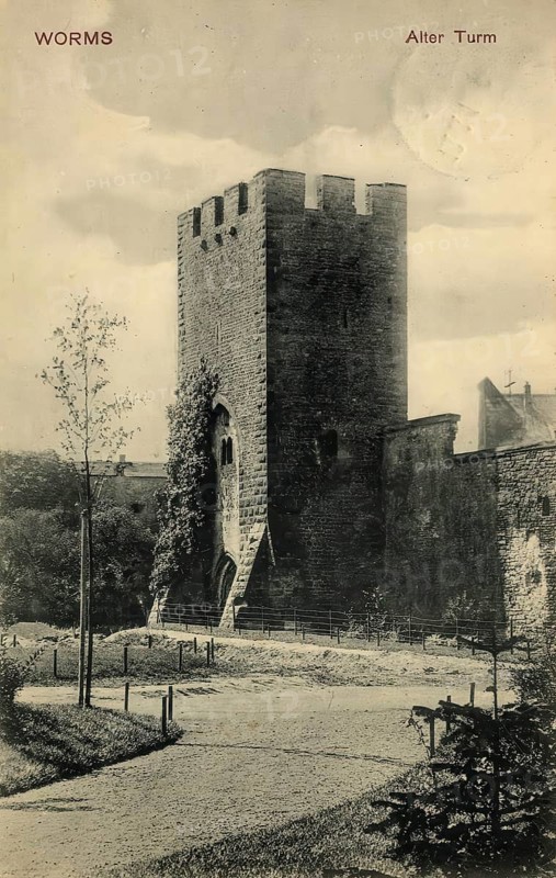 Historical postcard, picture postcard, Old Tower in Worms, Rhineland-Palatinate, Germany, digitally enhanced reproduction of an original from around 1900, picture postcard
