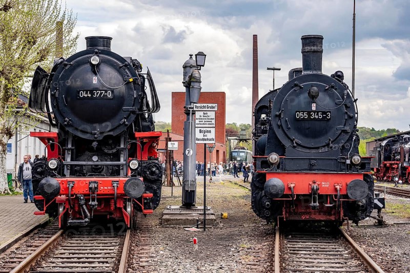 Steam locomotives in the Bochum Railway Museum, museum days weekend, with many attractions such as steam locomotive rides, 3 locomotives are under steam, historic trains make round trips through the Ruhr Valley, many locomotives are on display, on the site of the former Dahlhausen railway depot, North Rhine-Westphalia, Germany