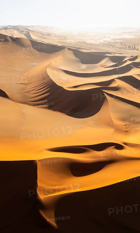 Aerial view, Dramatic sand dunes in the Namib Desert, Namib Naukluft Park, Namibia