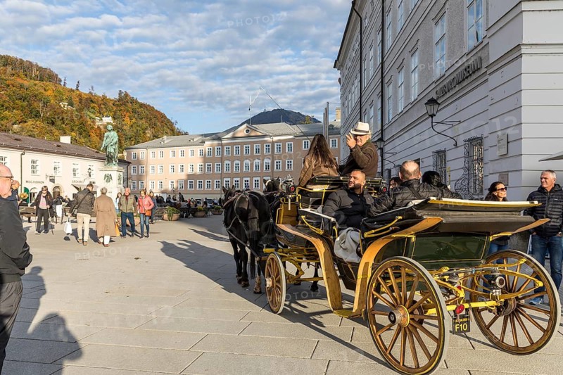 Horse Carriages at Mozartplatz, Salzburg, Austria