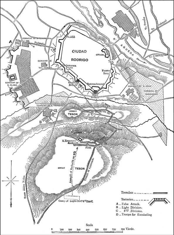 Siege of Ciudad Rodrigo, Wellington's campaign in Spain, 19 January 1812, Peninsular War, From British Battles on Land and Sea by James Grant
