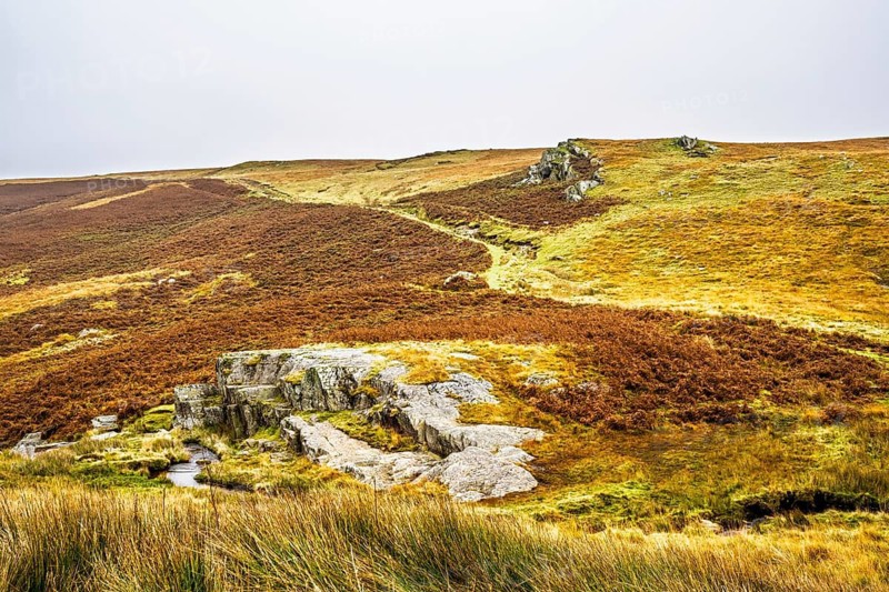 Autumn colors over Elan Valley Reservoir, Rhayader, Powys, Wales, UK