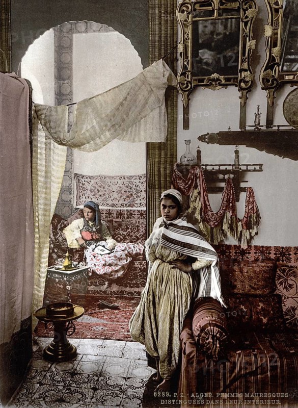 Noble Moorish Women, Algiers, Algeria, ca 1890, Historical, digitally restored reproduction from a 19th century original, Record date not stated