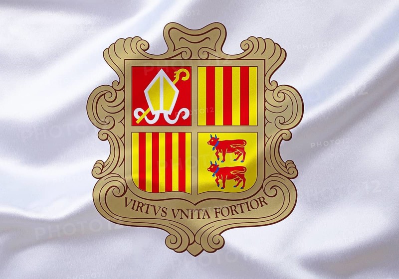 The coat of arms of Andorra, Europe, Studio