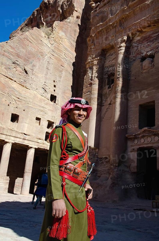 Petra, Jordan. December 10th 2012 Jordanian Bedouin Police Guard at the Nabatean city of Petra, the rose red desert city in Jordan