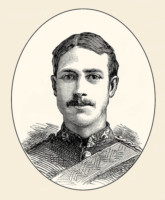 Lieutenant Henry Gribble of the British army, 3rd Dragoon Guards, killed at Kassassin, Egypt 1882, From British Battles on Land and Sea, by James Grant