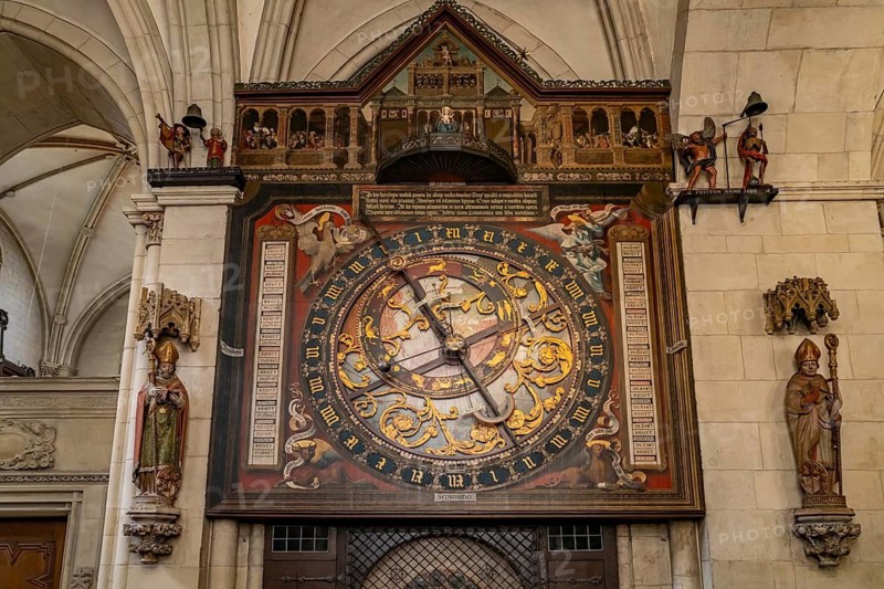 Astronomical clock in the interior of St. Paul's Cathedral in Münster, North Rhine-Westphalia, Germany