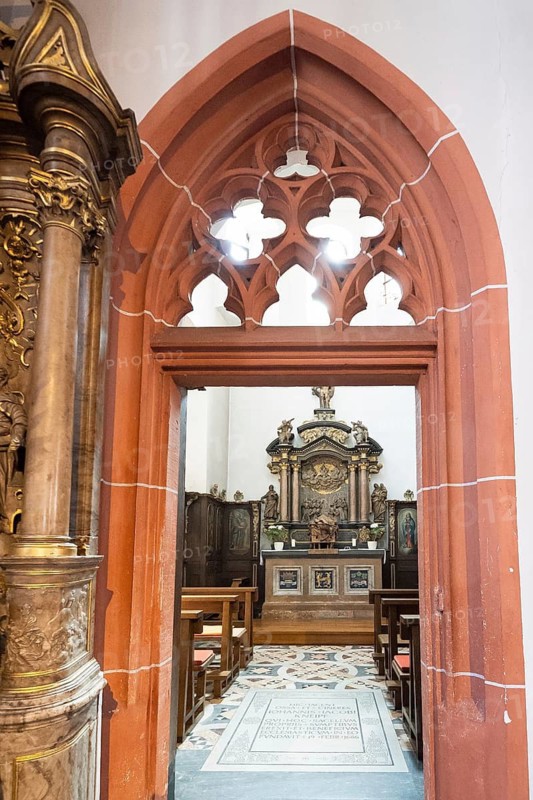Sebastianus plague altar in the Kneip chapel in the parish church of St Michael, Bernkasel, Moselle, Rhineland-Palatinate, Germany