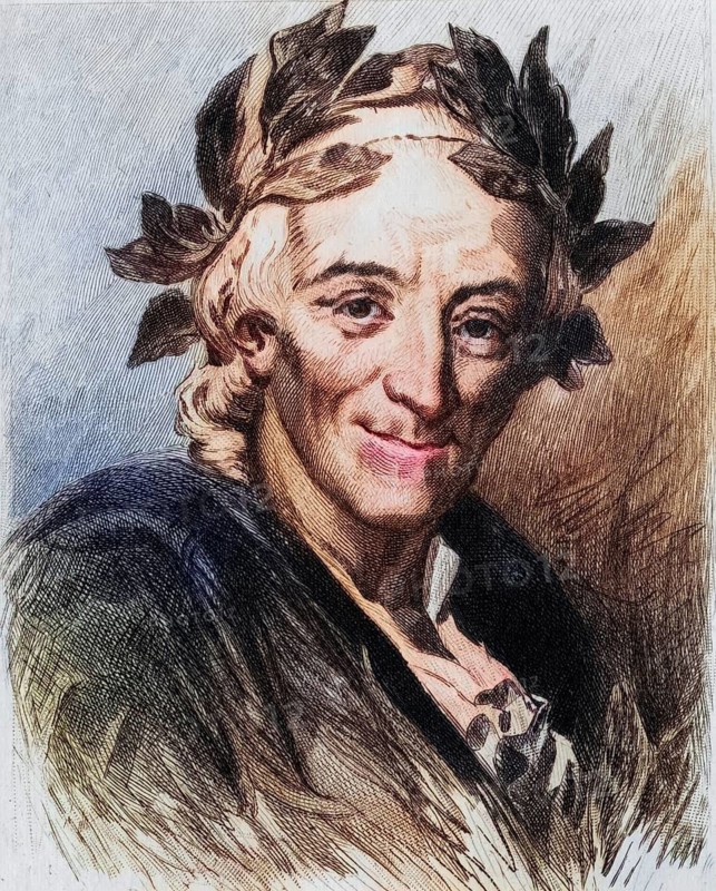 Voltaire, pseudonym of Francois-Marie Arouet, 1694-1778, French writer and philosopher, Historical, digitally restored reproduction from a 19th century original, Record date not stated