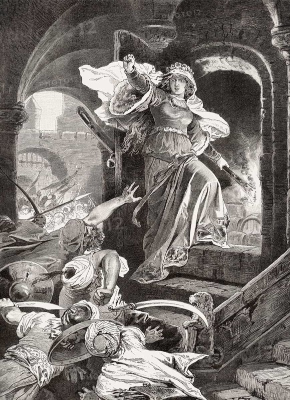 The powder magazine explosion, Battle of Szigeth, 1566