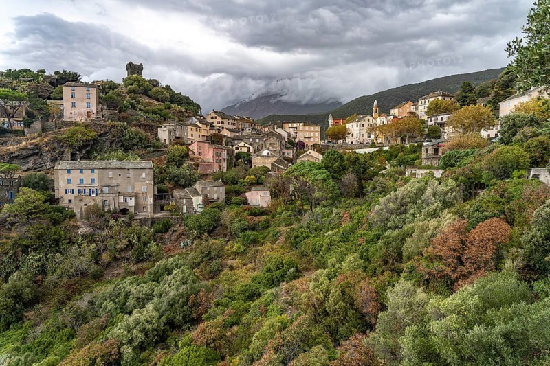 The village of Nonza, Cap Corse, Corsica, France