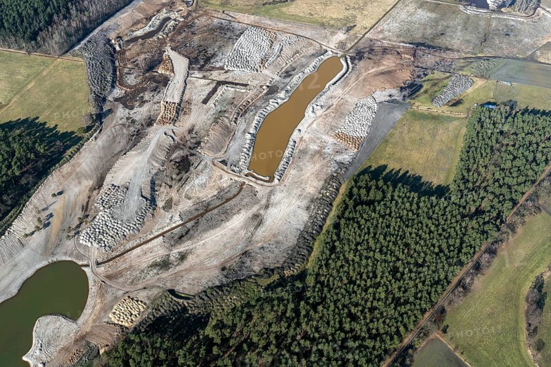 Green Eagle Golf, artificial landscape, hydraulic engineering, retention basin, pond, civil engineering, aerial view, Winsen, Lower Saxony