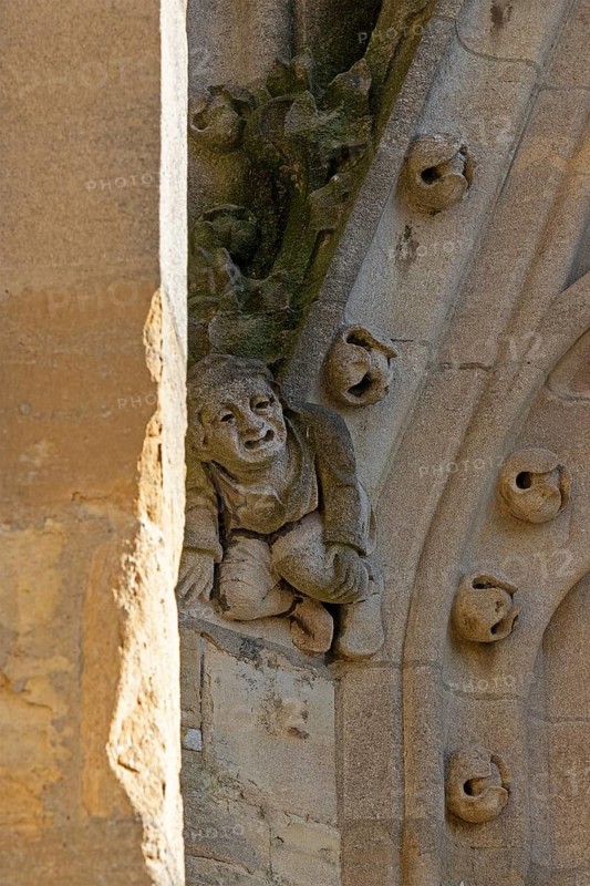Detail, sculptures on the tower of the University Church of St Mary the Virgin, Oxford, England, Great Britain