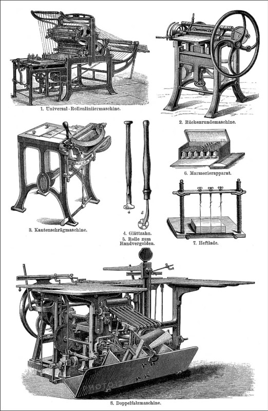 Historical book bindery, 19th century