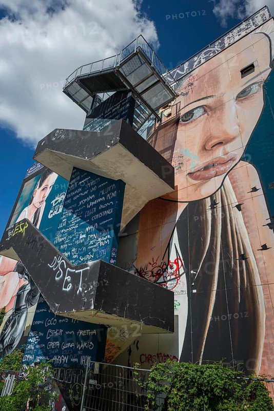 Graffiti on the former US eavesdropping facility on Teufelsberg in Grunewald, Berlin, Germany