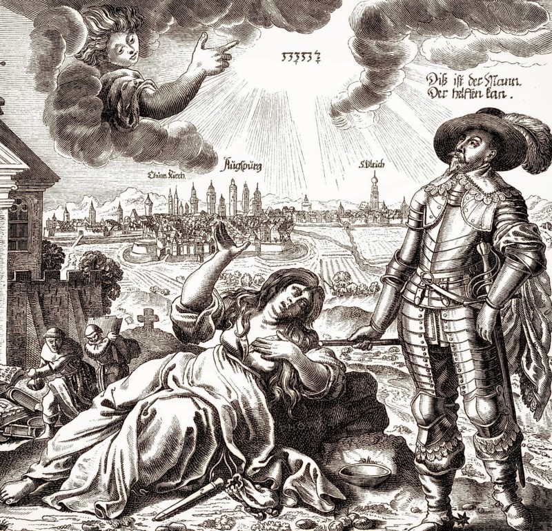 Leaflet to the siege of Augsburg in 1632 by Gustav II Adolf, King of Sweden during the Thirty Years' War