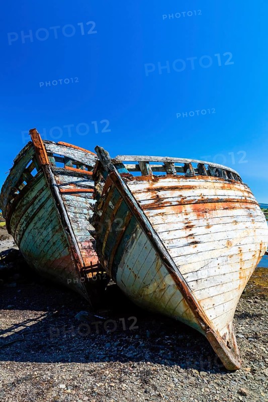 Europe, Scotland, Isle of Mull, ship graveyard near Salen, boat, boats, wreck, rust, rusted, rusty Salen