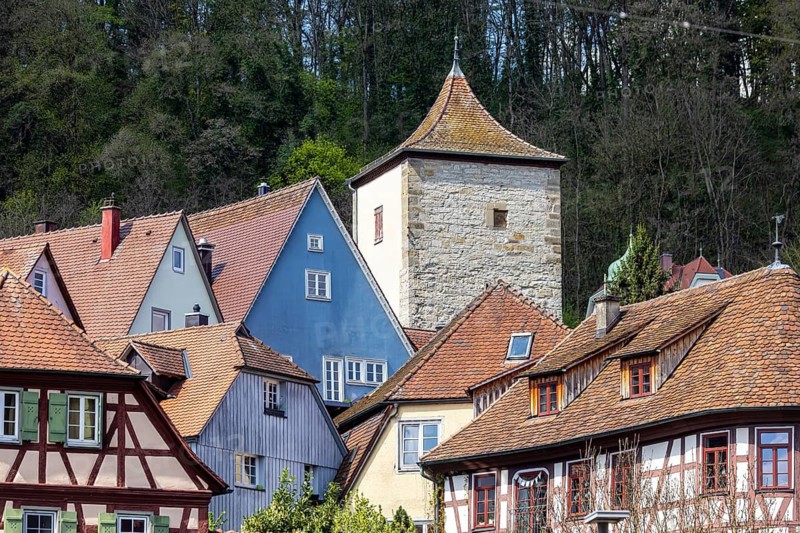 Hamlet Gate, Gerber Tower. City view of Schwäbisch Hall, Baden-Württemberg, Germany
