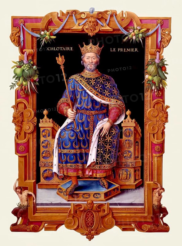 Chlothar I, Chlotachar or Clotaire, c. 495- 561, called the Old, King of the Franks of the Merovingian dynasty, digitally edited, Recueil des rois de France, Album of the Kings of France, by Jean du Tillet