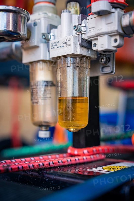 Part of a machine system with oil separator or filter in detail, glass fibre construction, Nagold, Black Forest, Germany