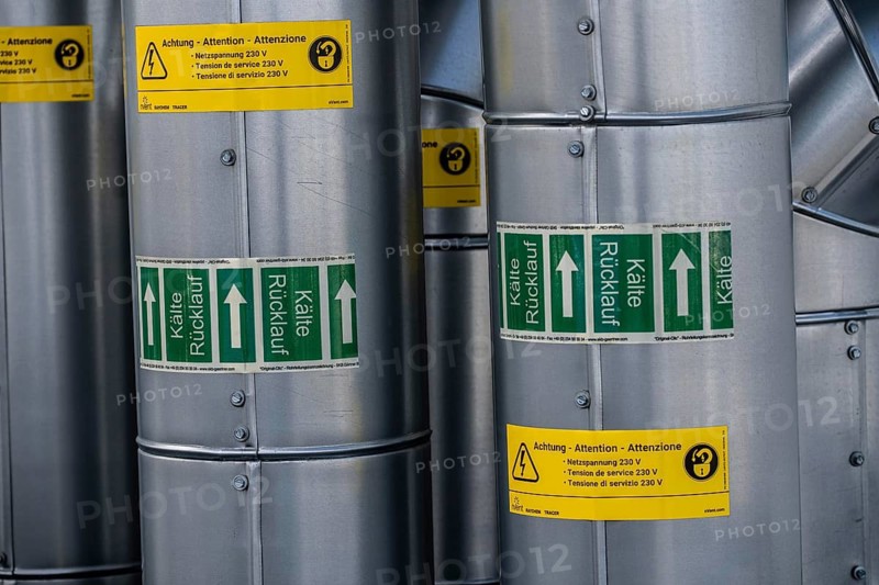 Pipelines of a large air conditioning system in an office building, cooling water return
