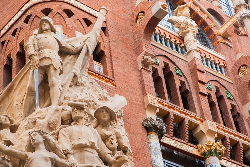 Facade of the Palau de la Música Catalana, Barcelona, Spain
