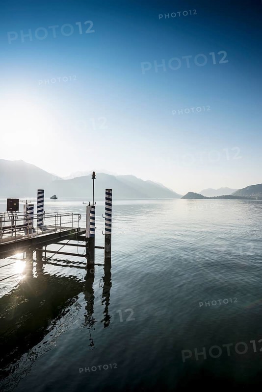 Lake promenade, morning mood, spring, Menaggio, Como province, Lake Como, Lago di Como, Lombardy, Italy