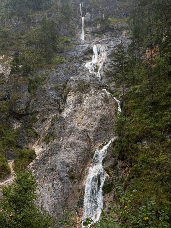 The 114 metre high Sulzer waterfall, Almbachklamm, Berchtesgadener Land, Germany