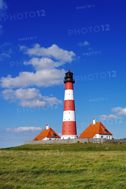 The lighthouse of Westerhever, Westerheversand near St. Peter Ording, Schlesig-Holstein, North Sea, Lower Saxony, Federal Republic of Germany