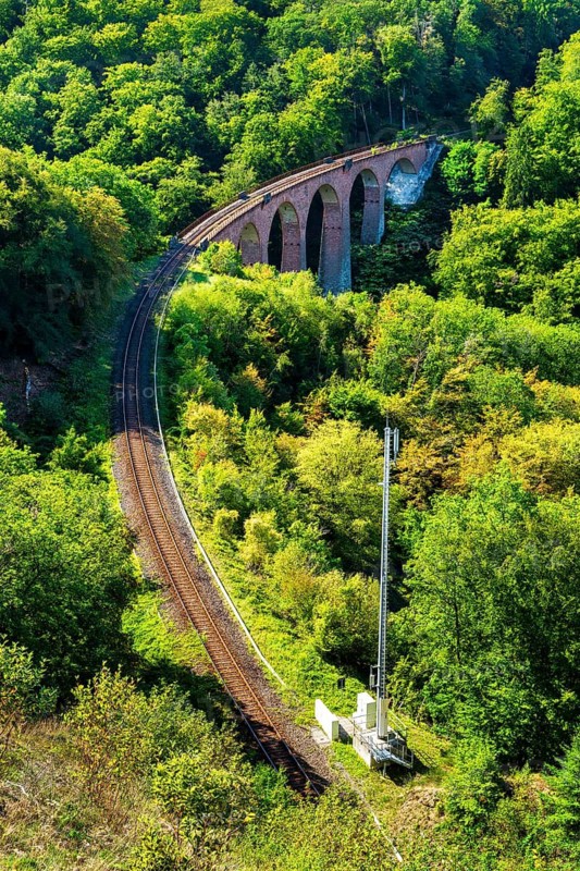 Railway bridge Hubertusviadukt over canyon Hubertus in the region Hunsrück, valley Mühltal, Rhineland Palatinate, Germany