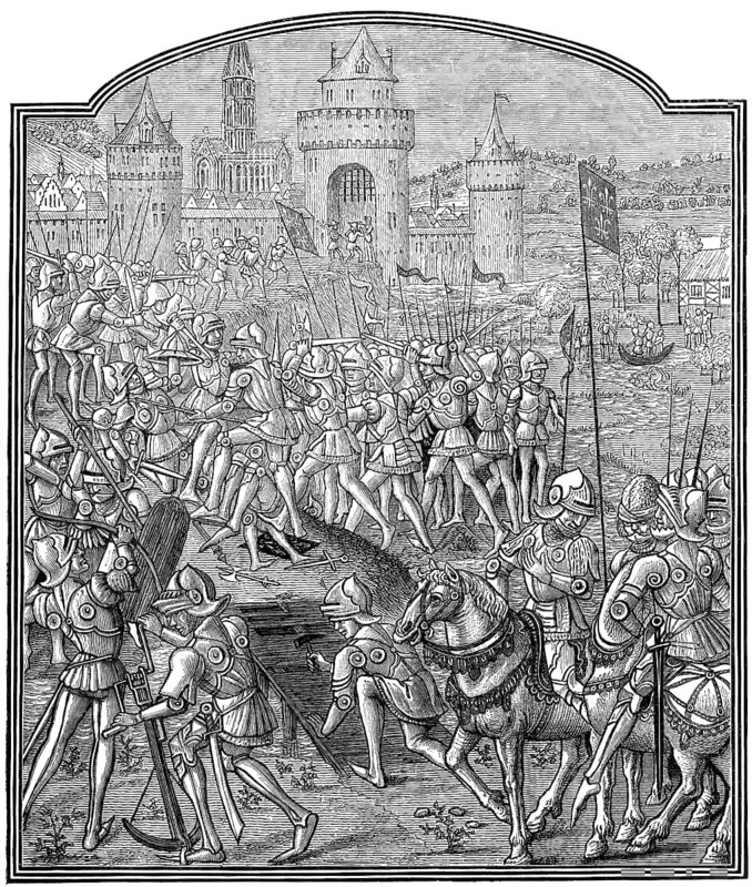Armagnacs fighting at the Battle of St. Jakob an der Birs, 26 August 1444